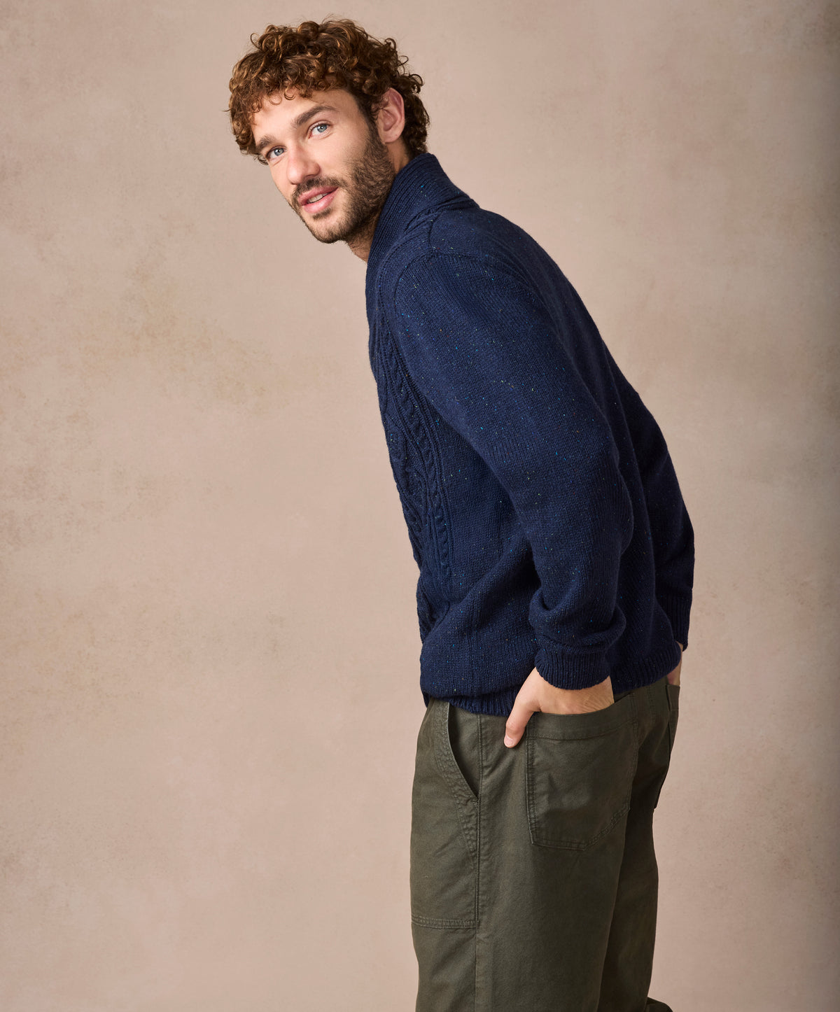 The Salthill Cashmere Shawl Neck Sweater Rich Navy