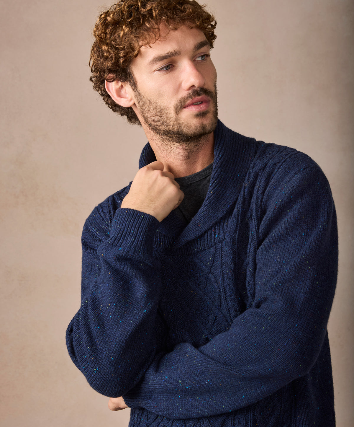 The Salthill Cashmere Shawl Neck Sweater Rich Navy