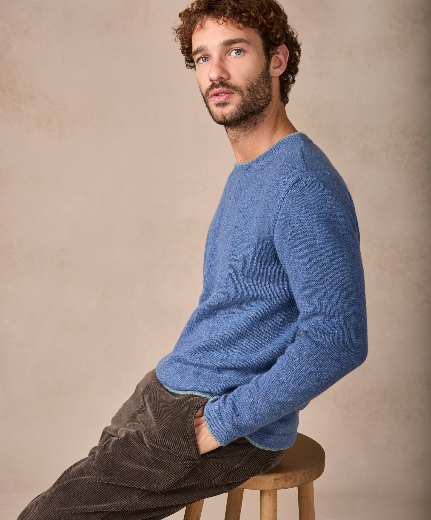 The Newstone Cashmere Crew Neck Jumper Blue Ocean