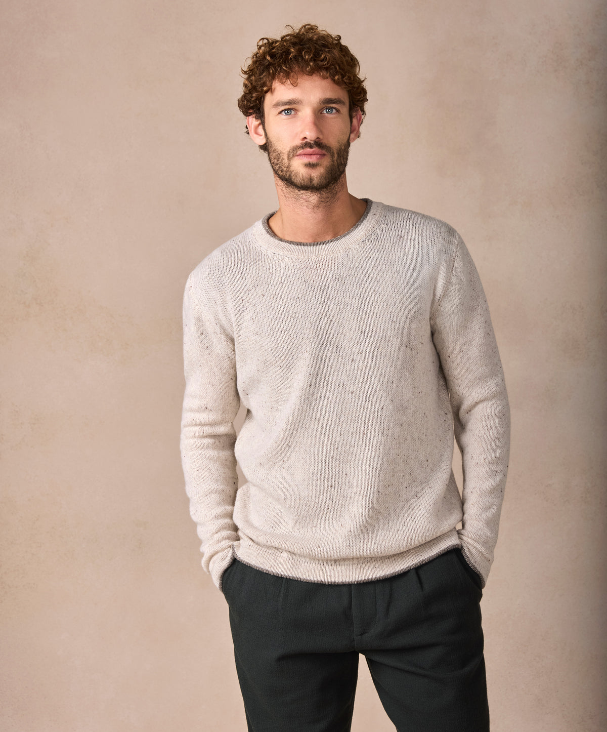The Newstone Cashmere Crew Neck Jumper Chalkstone