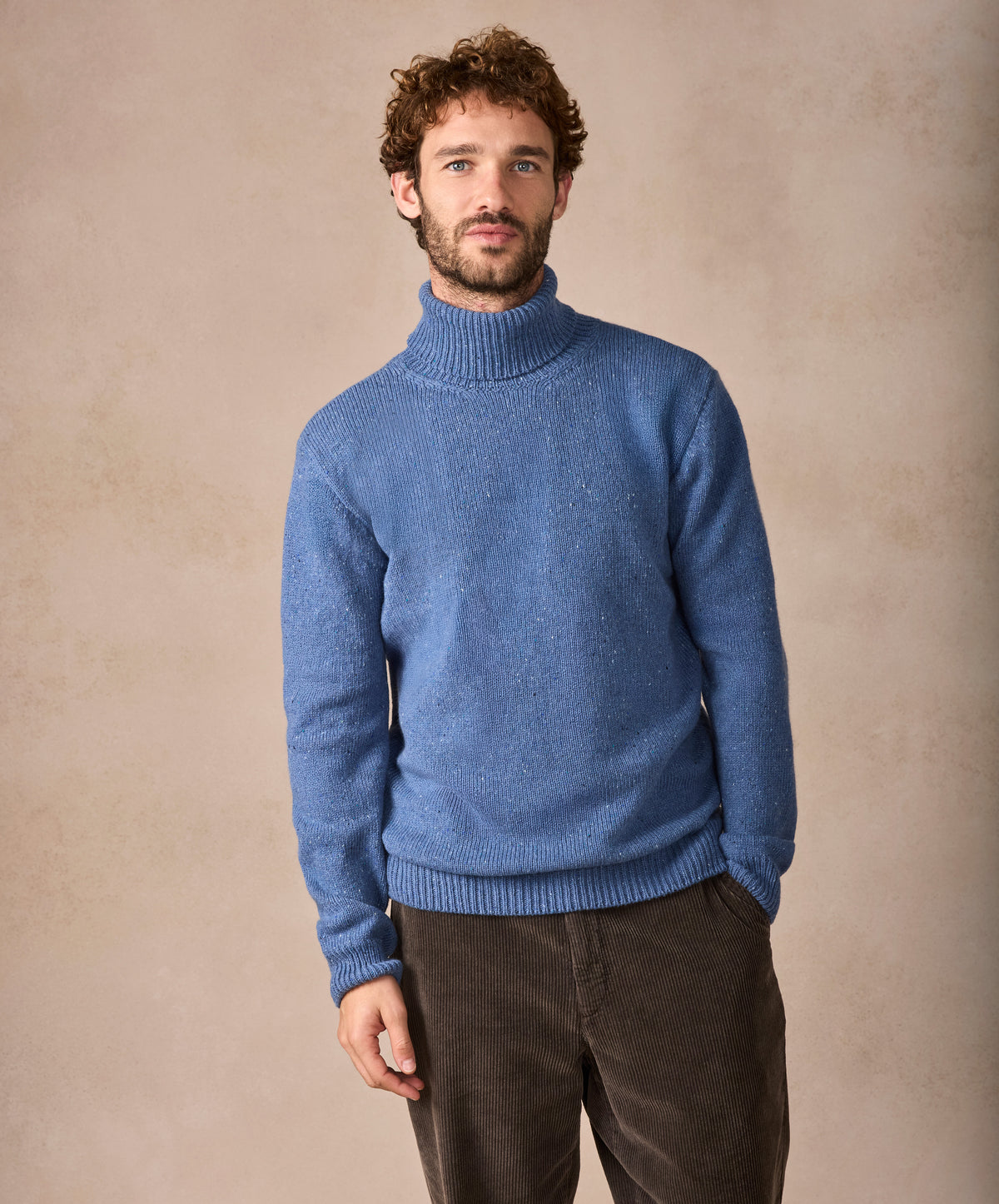 The Portlaw Cashmere Polo Neck Jumper Blue Ocean