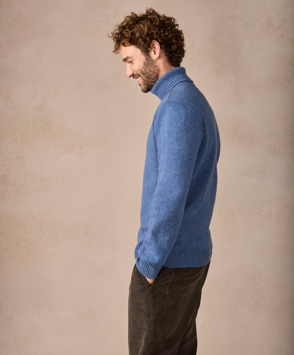The Portlaw Cashmere Polo Neck Jumper Blue Ocean