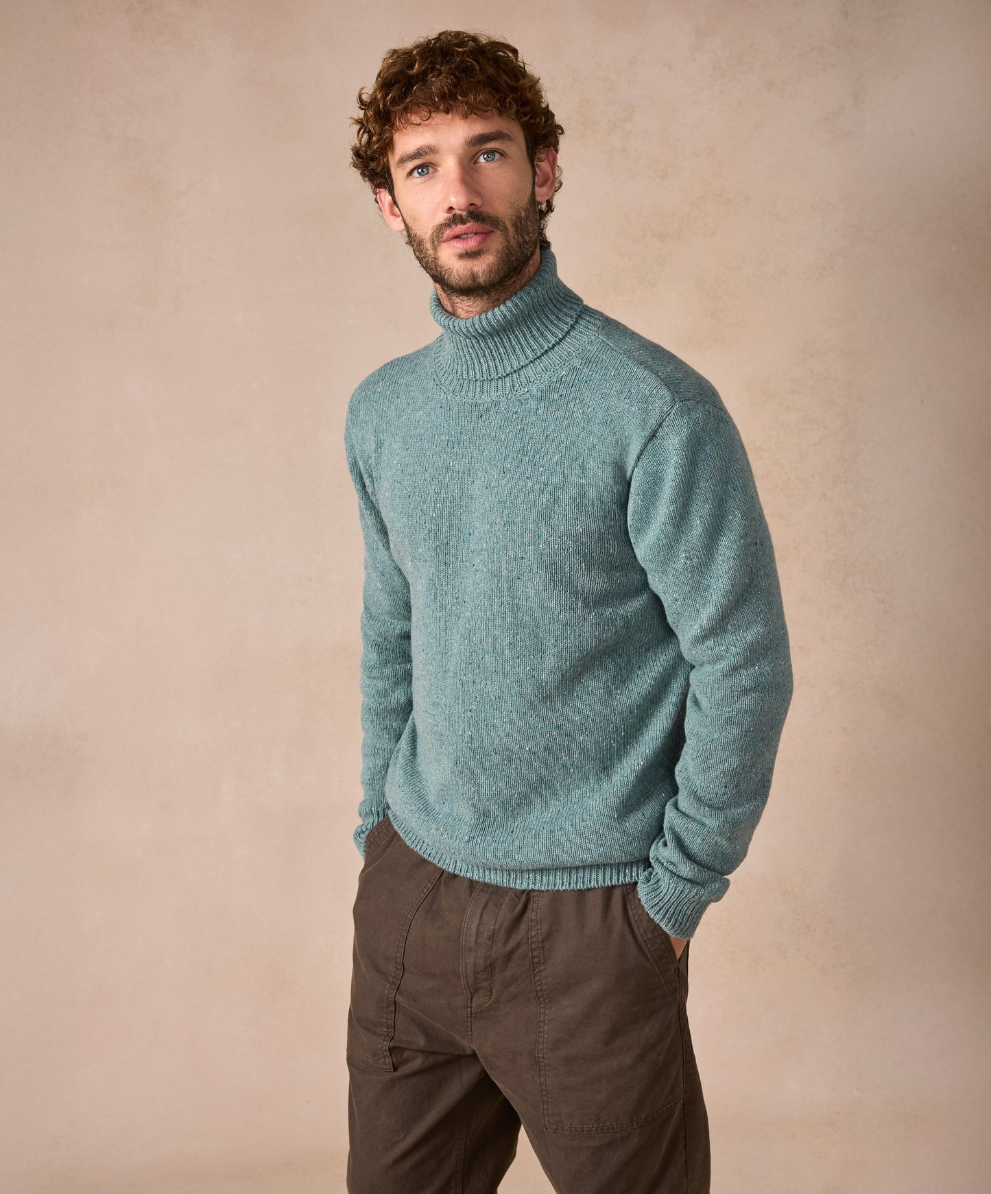 The Portlaw Cashmere Polo Neck Jumper Ocean Mist