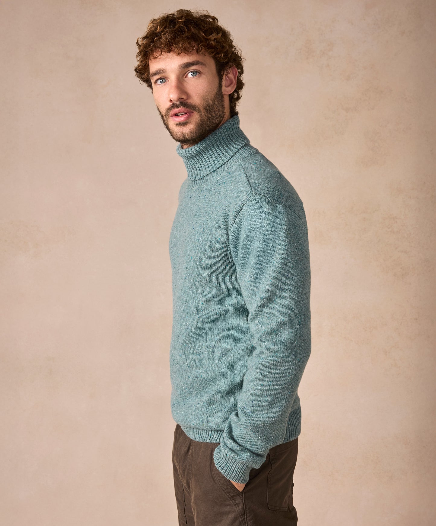 The Portlaw Cashmere Polo Neck Jumper Ocean Mist