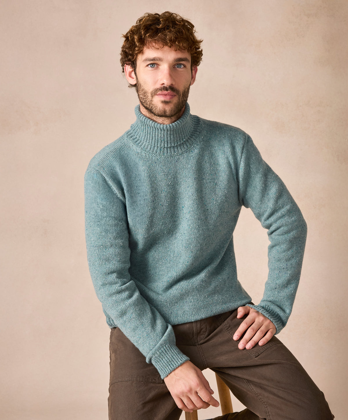 The Portlaw Cashmere Polo Neck Jumper Ocean Mist