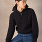 IrelandsEye Knitwear The 'Jessica' Cropped Aran Troyer Dark Night
