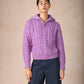 IrelandsEye Knitwear The 'Jessica' Cropped Aran Troyer Lilac Marl