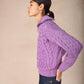 IrelandsEye Knitwear The 'Jessica' Cropped Aran Troyer Lilac Marl