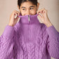 IrelandsEye Knitwear The 'Jessica' Cropped Aran Troyer Lilac Marl