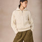 IrelandsEye Knitwear The 'Jessica' Cropped Aran Troyer Natural