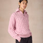 IrelandsEye Knitwear The 'Jessica' Cropped Aran Troyer Sage Marl