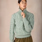 IrelandsEye Knitwear The 'Jessica' Cropped Aran Troyer Sage Marl