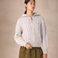 IrelandsEye Knitwear The 'Jessica' Cropped Aran Troyer Silver Marl
