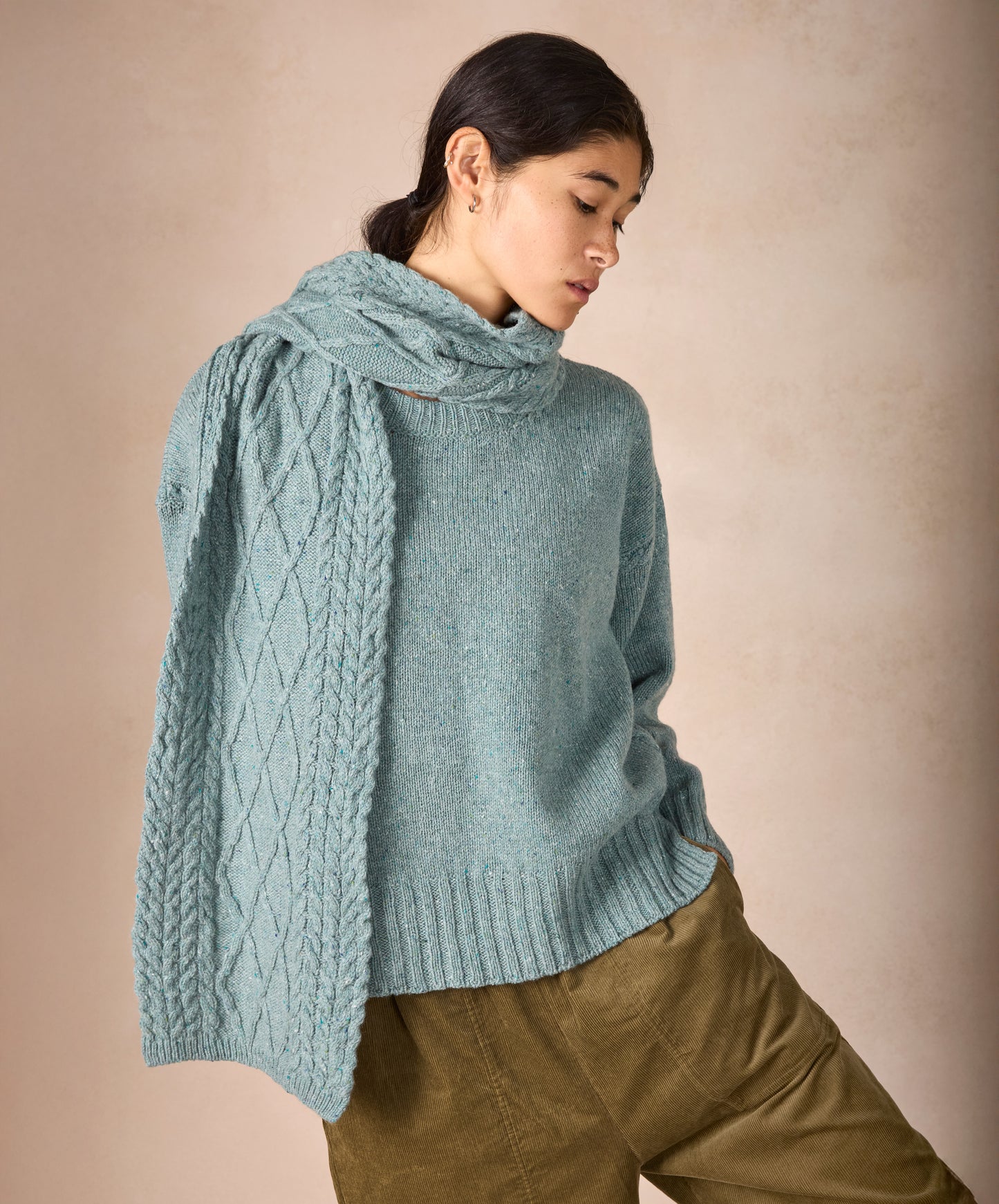 IrelandsEye Knitwear The 'Sonny' Horseshoe Scarf Ocean Mist