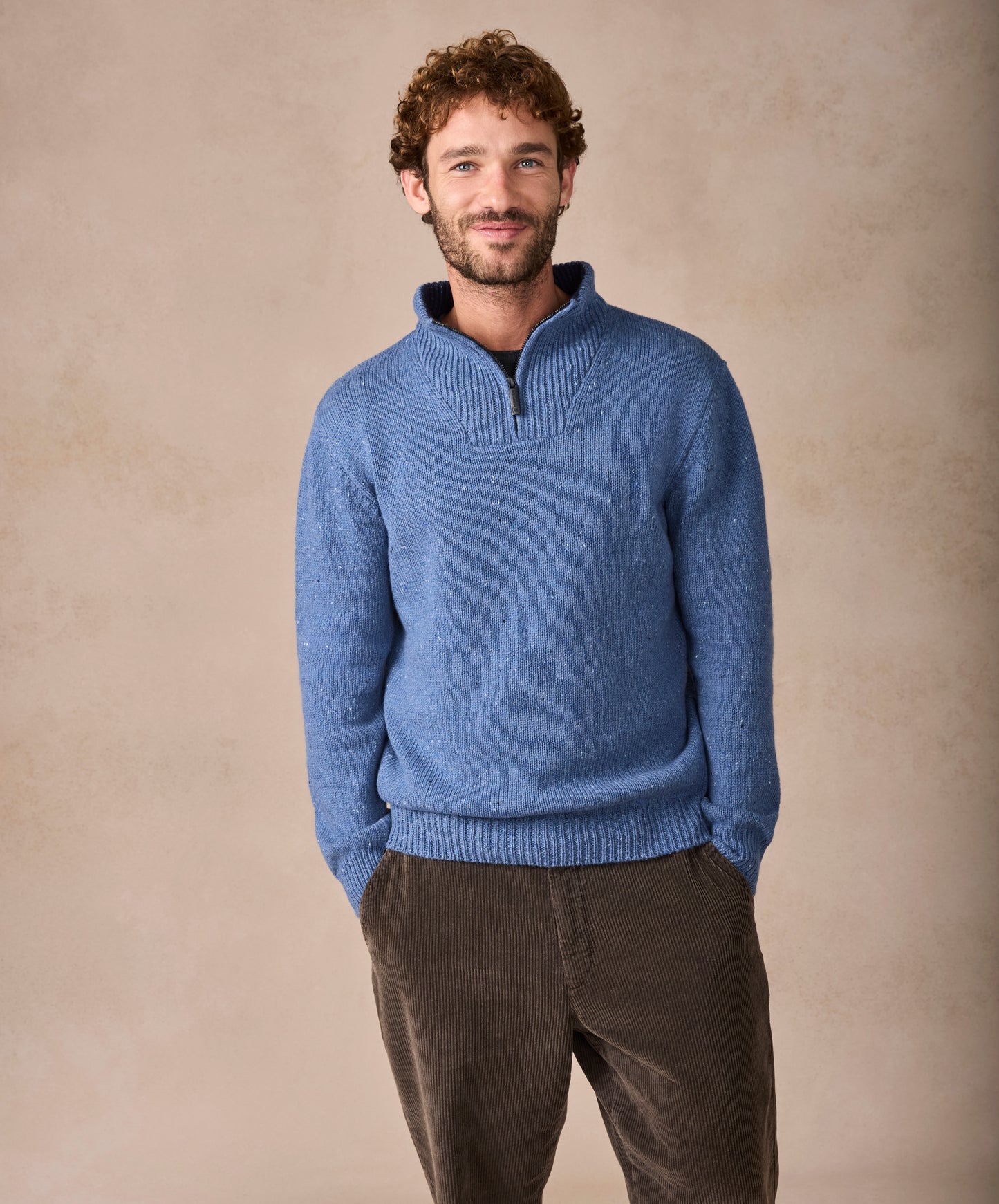 The Tullow Cashmere Half Zip Jumper Blue Ocean