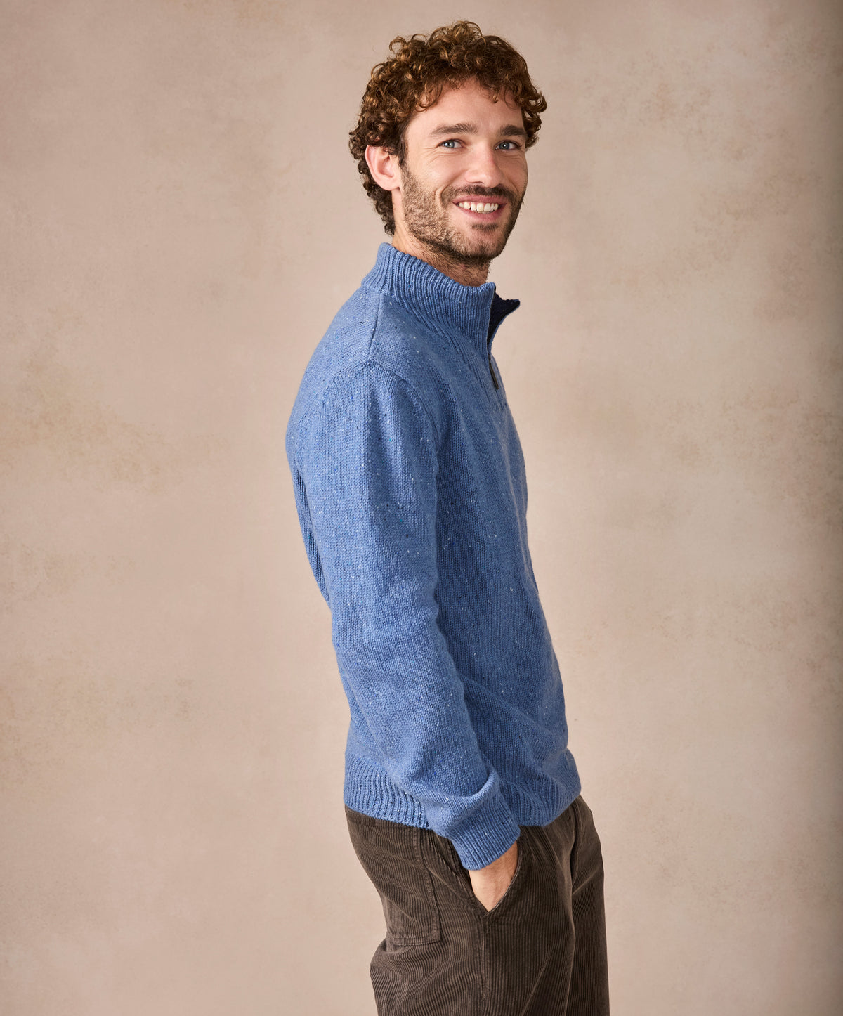 The Tullow Cashmere Half Zip Jumper Blue Ocean