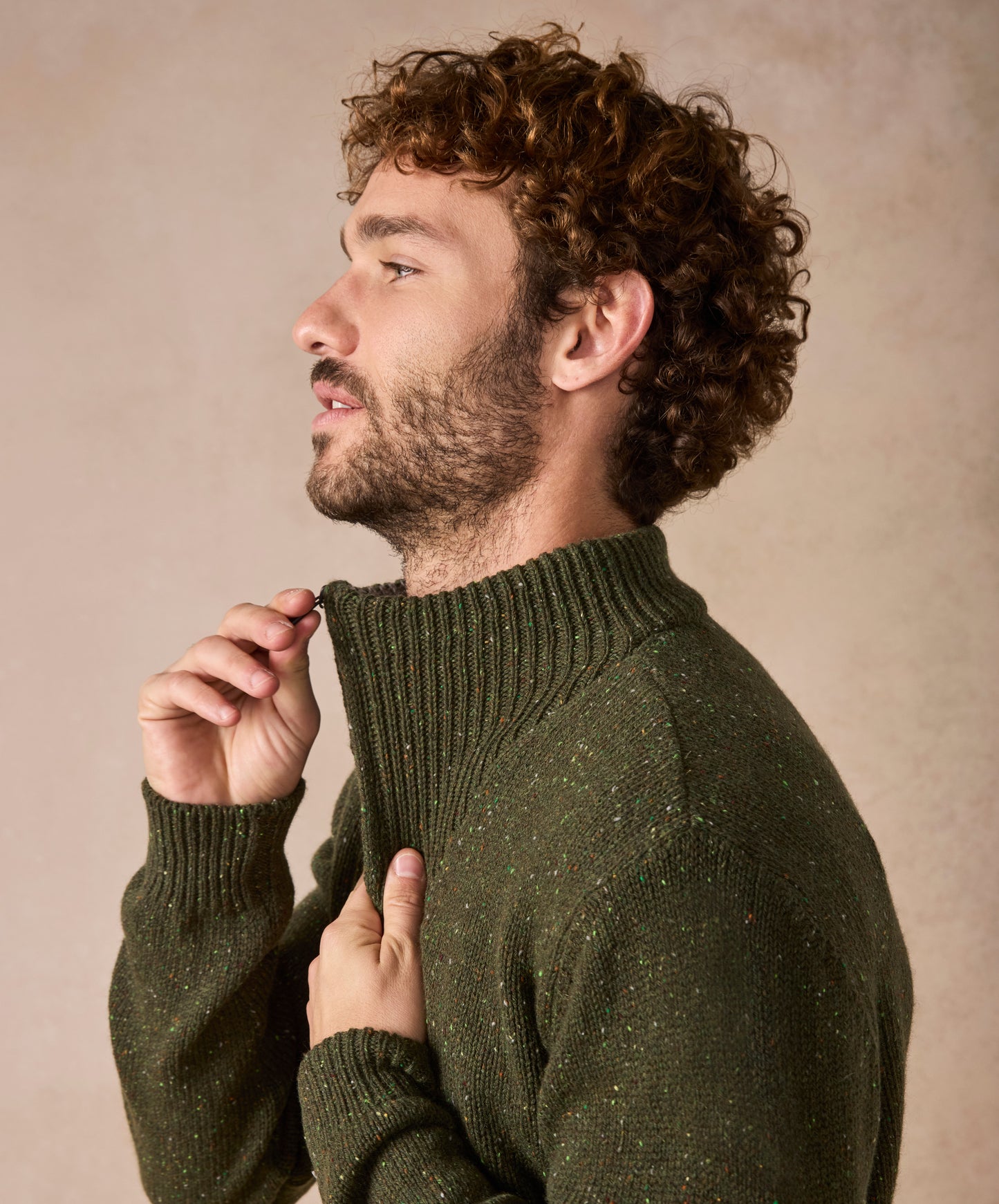 The Tullow Cashmere Half Zip Jumper Loden