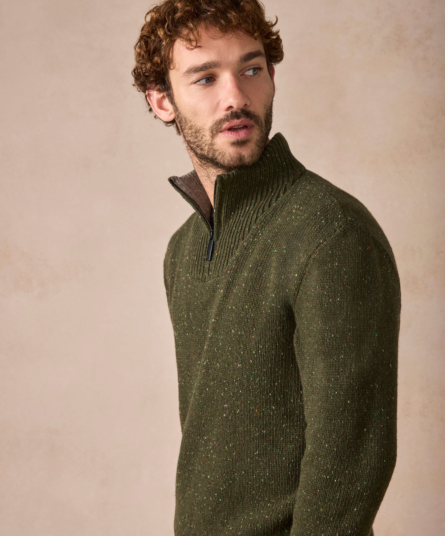 The Tullow Cashmere Half Zip Jumper Loden