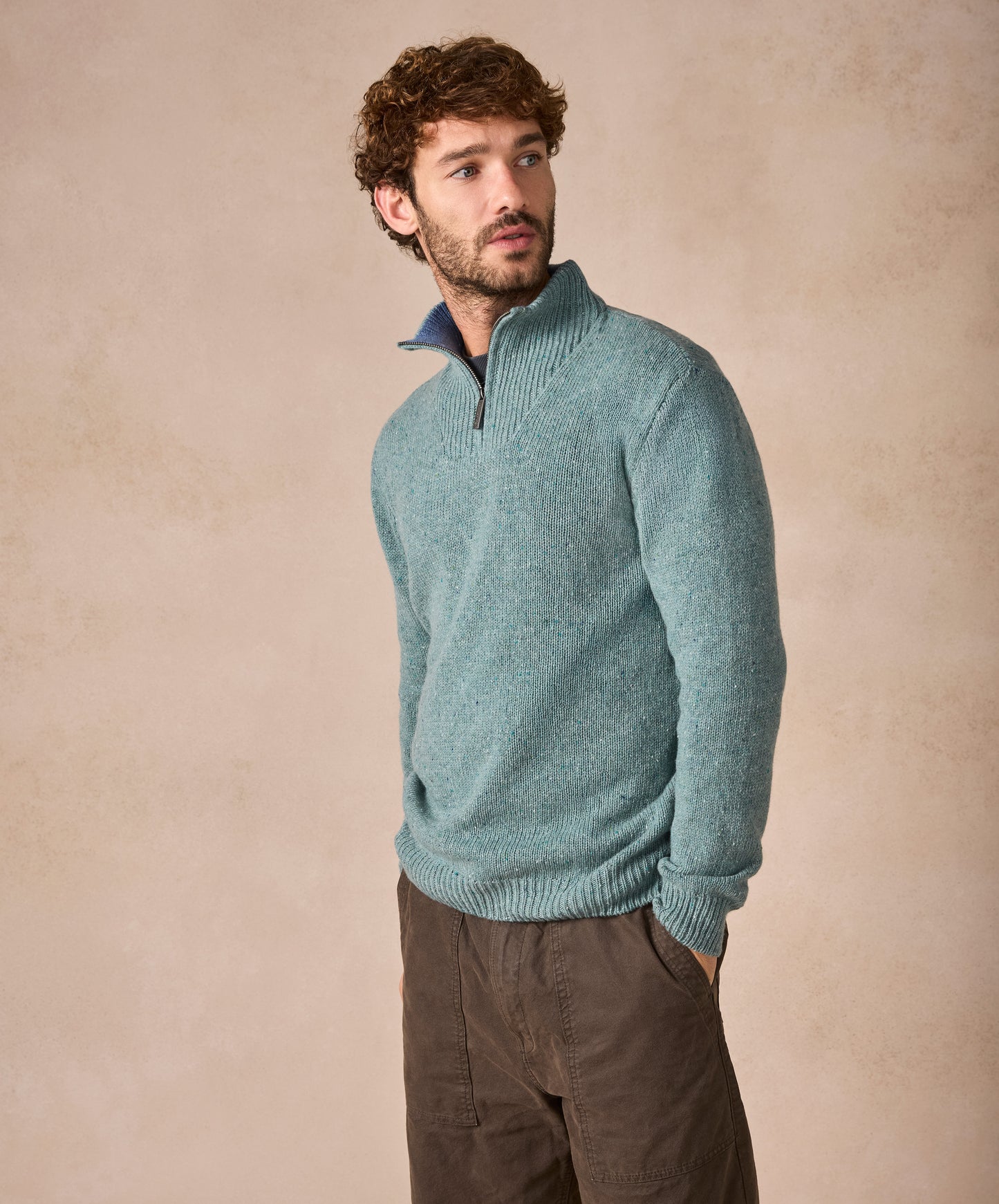 The Tullow Cashmere Half Zip Jumper Ocean Mist