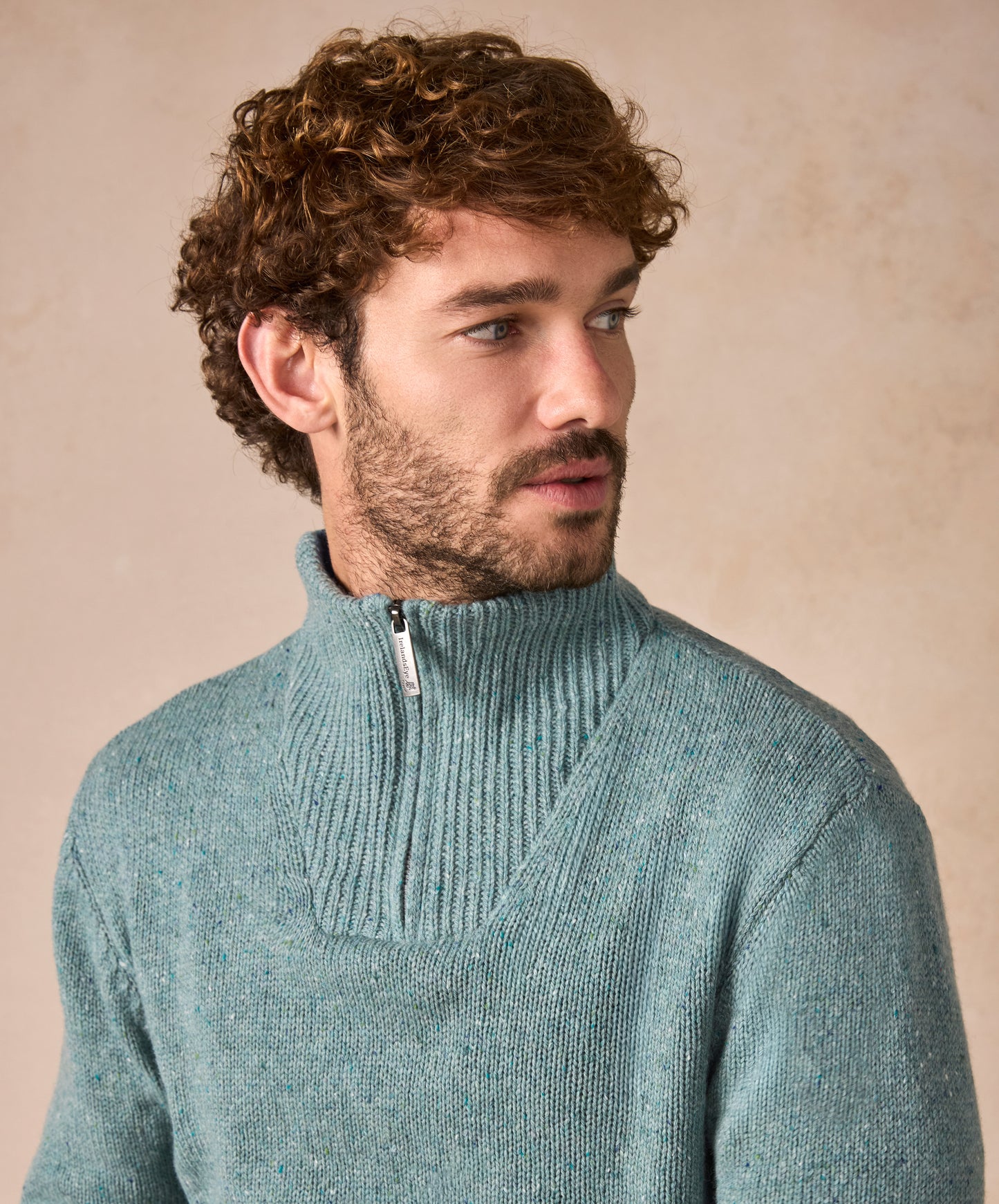 The Tullow Cashmere Half Zip Jumper Ocean Mist