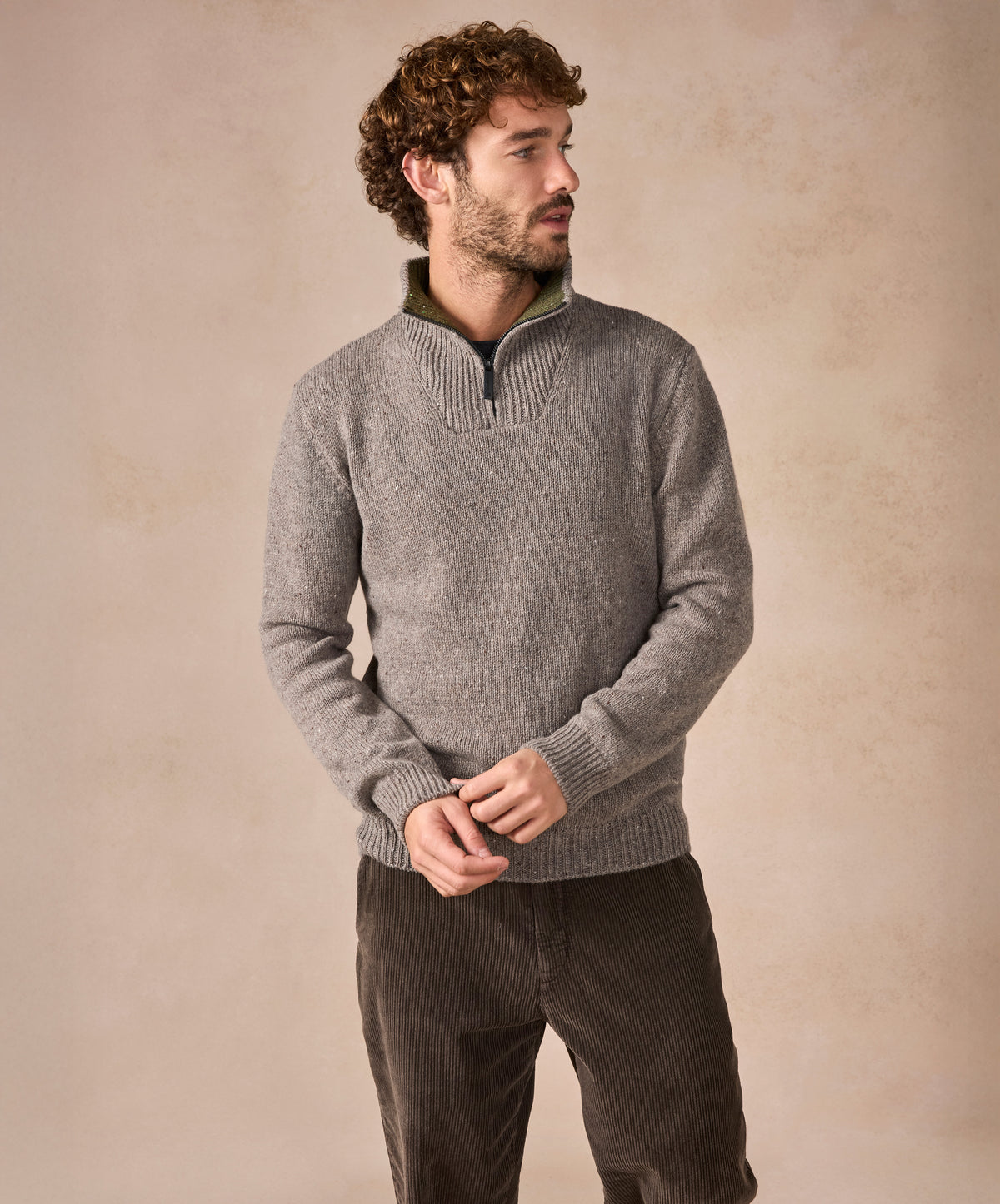 The Tullow Cashmere Half Zip Jumper Rocky Ground