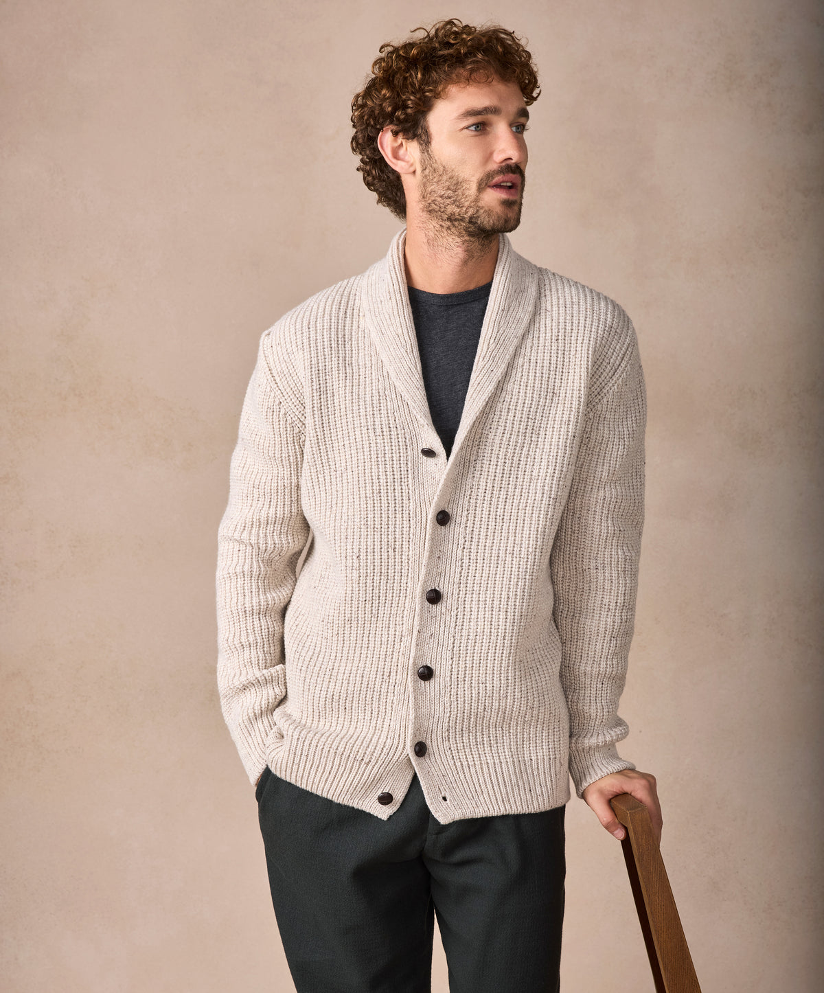 The Ruan Cashmere Shawl Cardigan Chalkstone