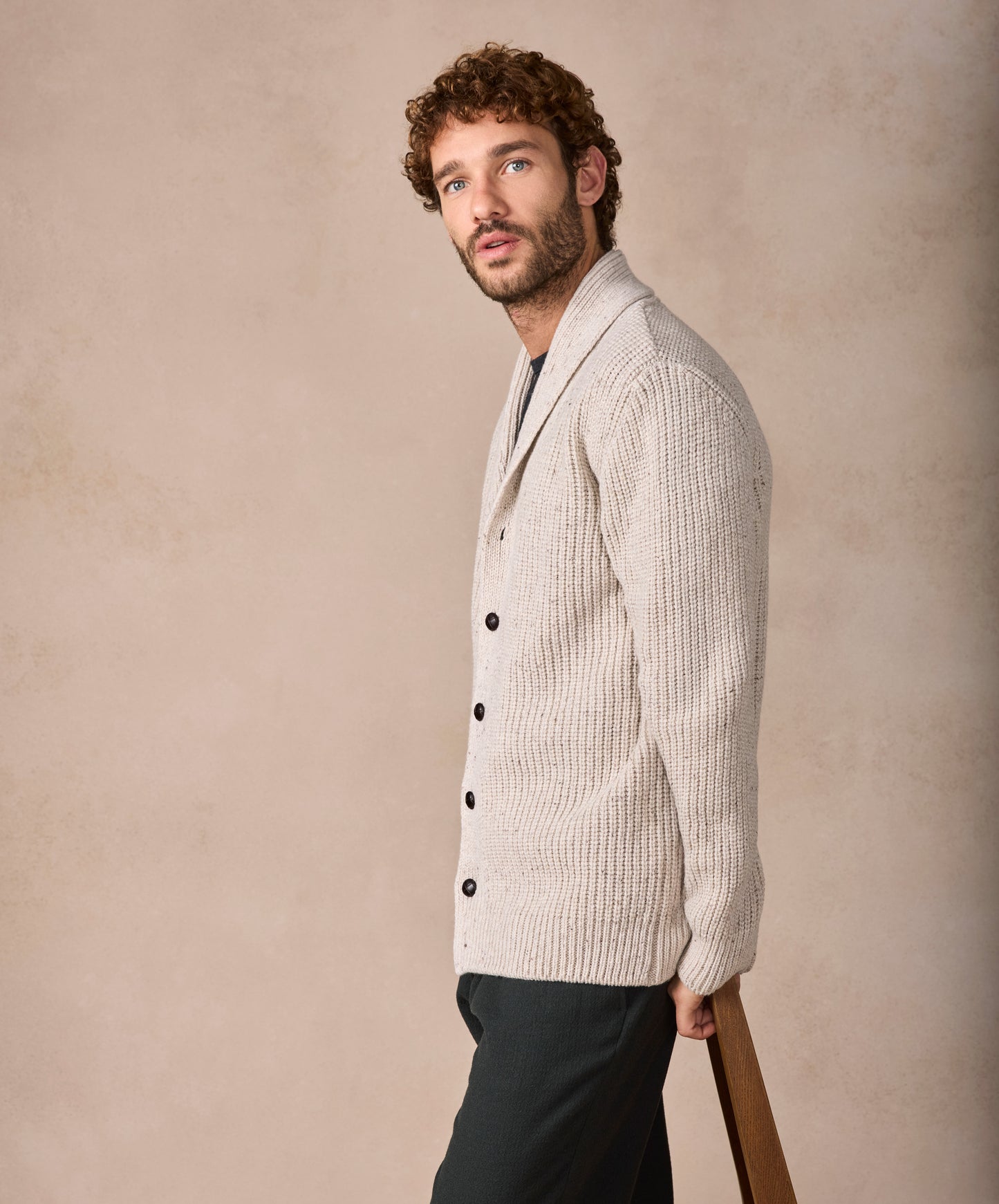 The Ruan Cashmere Shawl Cardigan Chalkstone