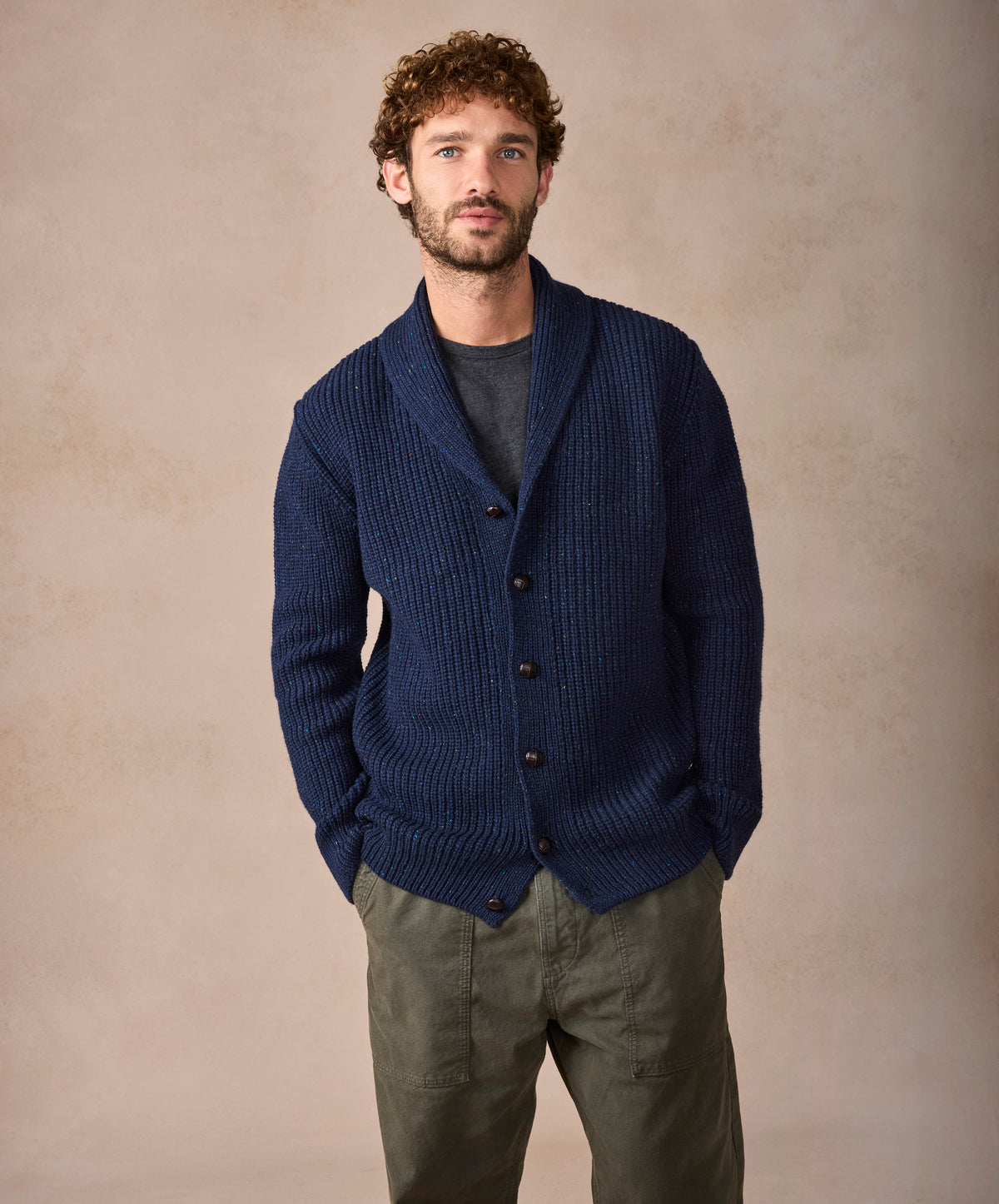 The Ruan Cashmere Shawl Cardigan Rich Navy