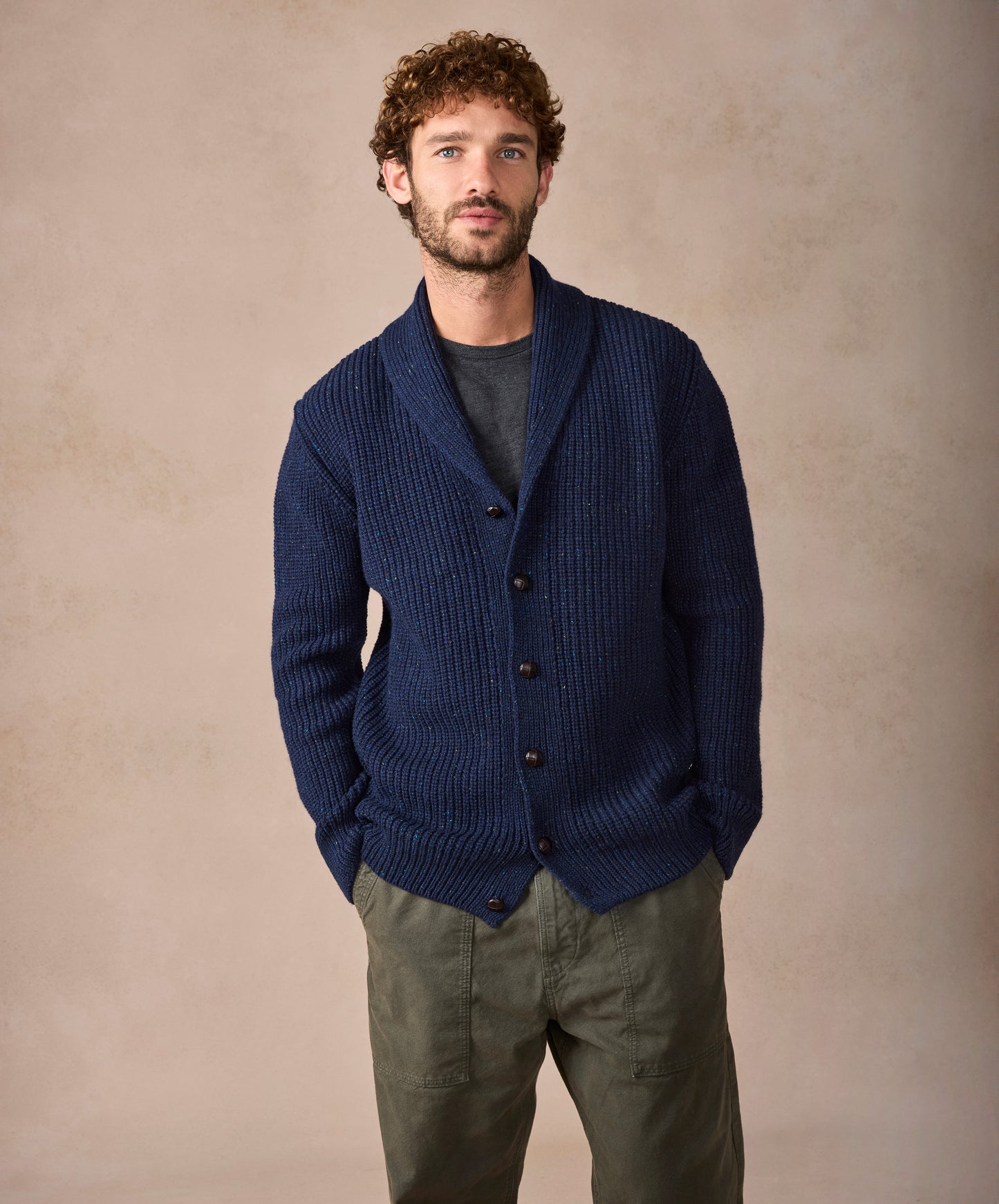 The Ruan Cashmere Shawl Cardigan Rich Navy