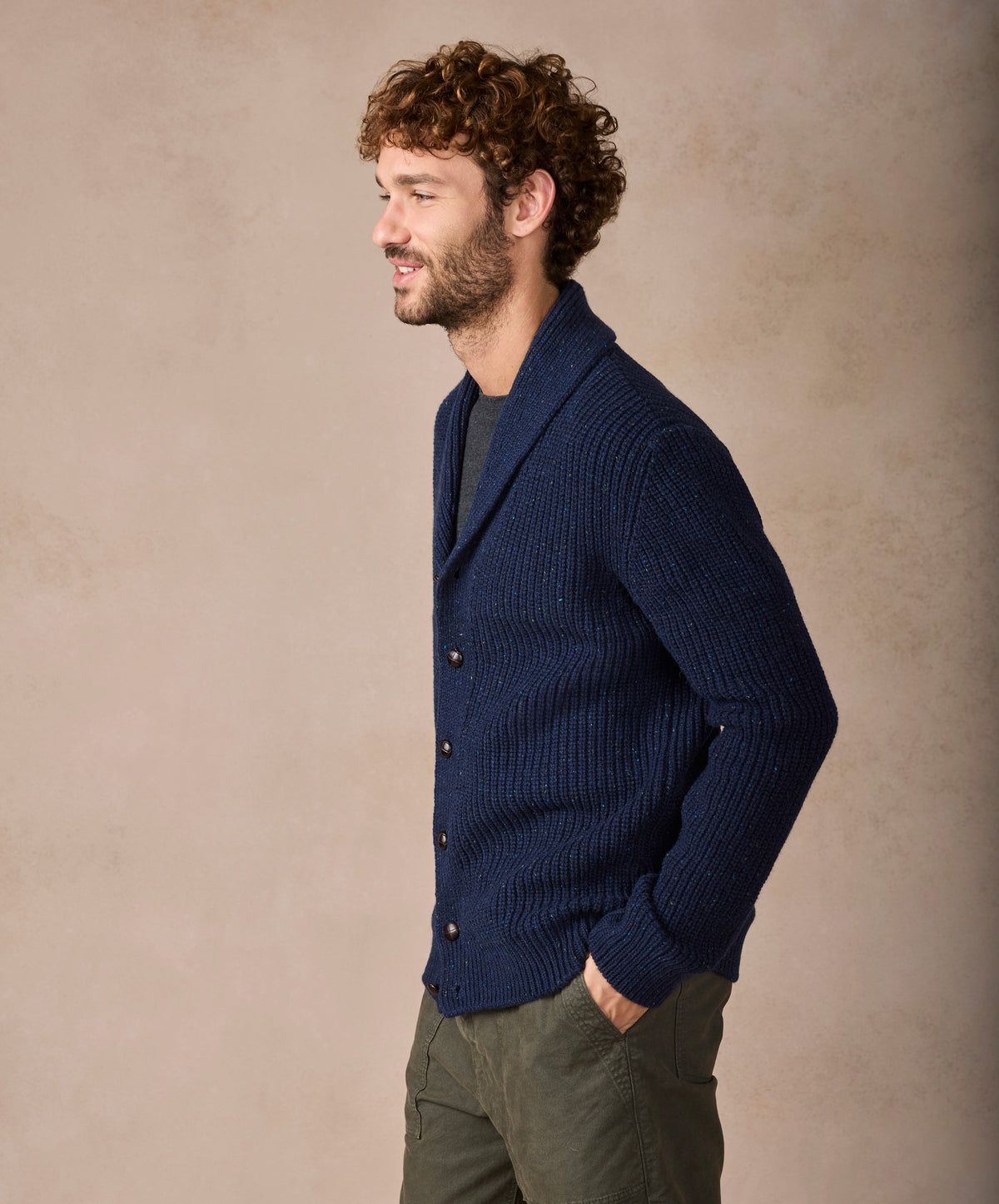 The Ruan Cashmere Shawl Cardigan Rich Navy