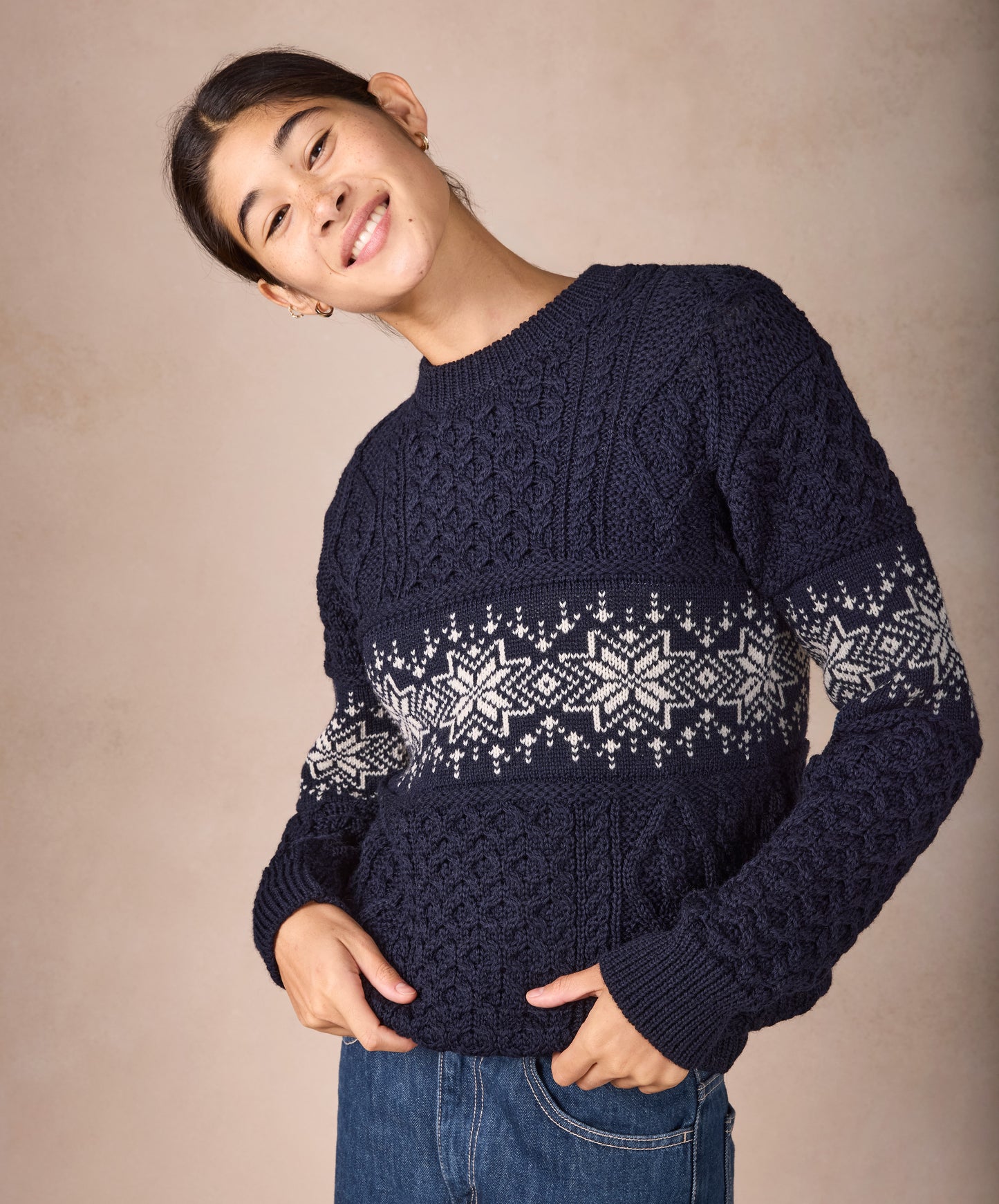 IrelandsEye Knitwear Womens Christmas Sweater Navy