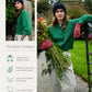 Clover Cropped Aran Cardigan in Green Marl