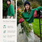 Clover Cropped Aran Cardigan in Green Marl