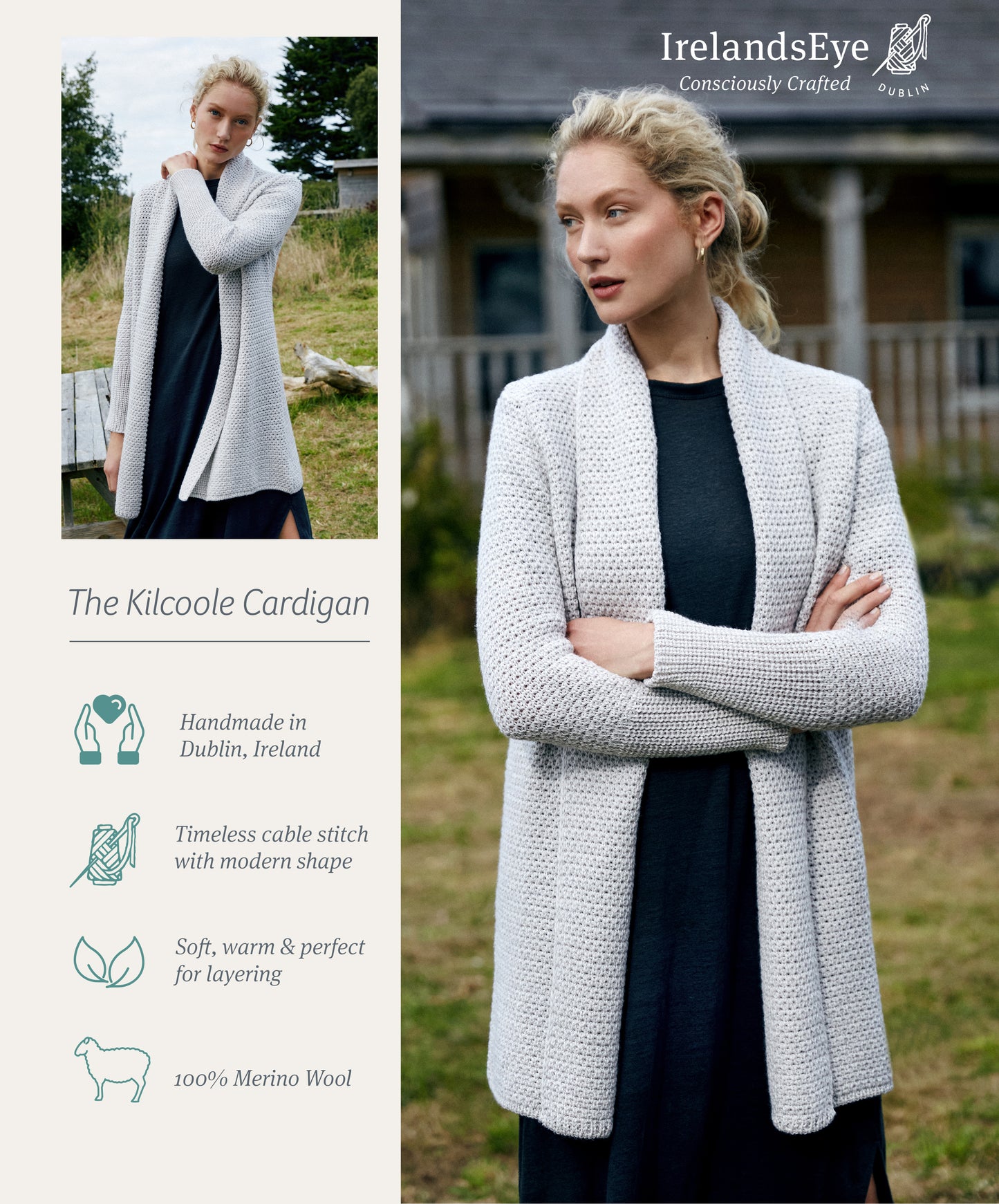 Kilcoole Textured Coatigan Silver Marl
