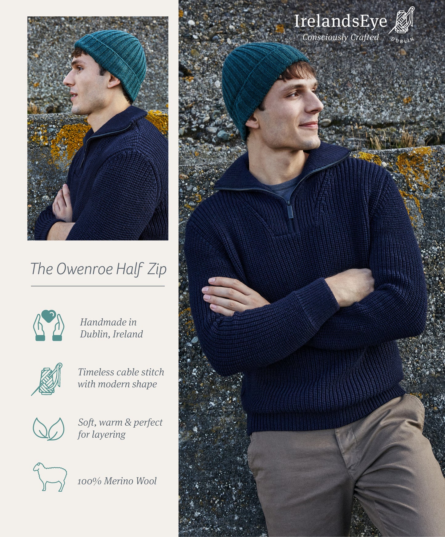 Owenroe Ribbed Troyer Sweater Navy