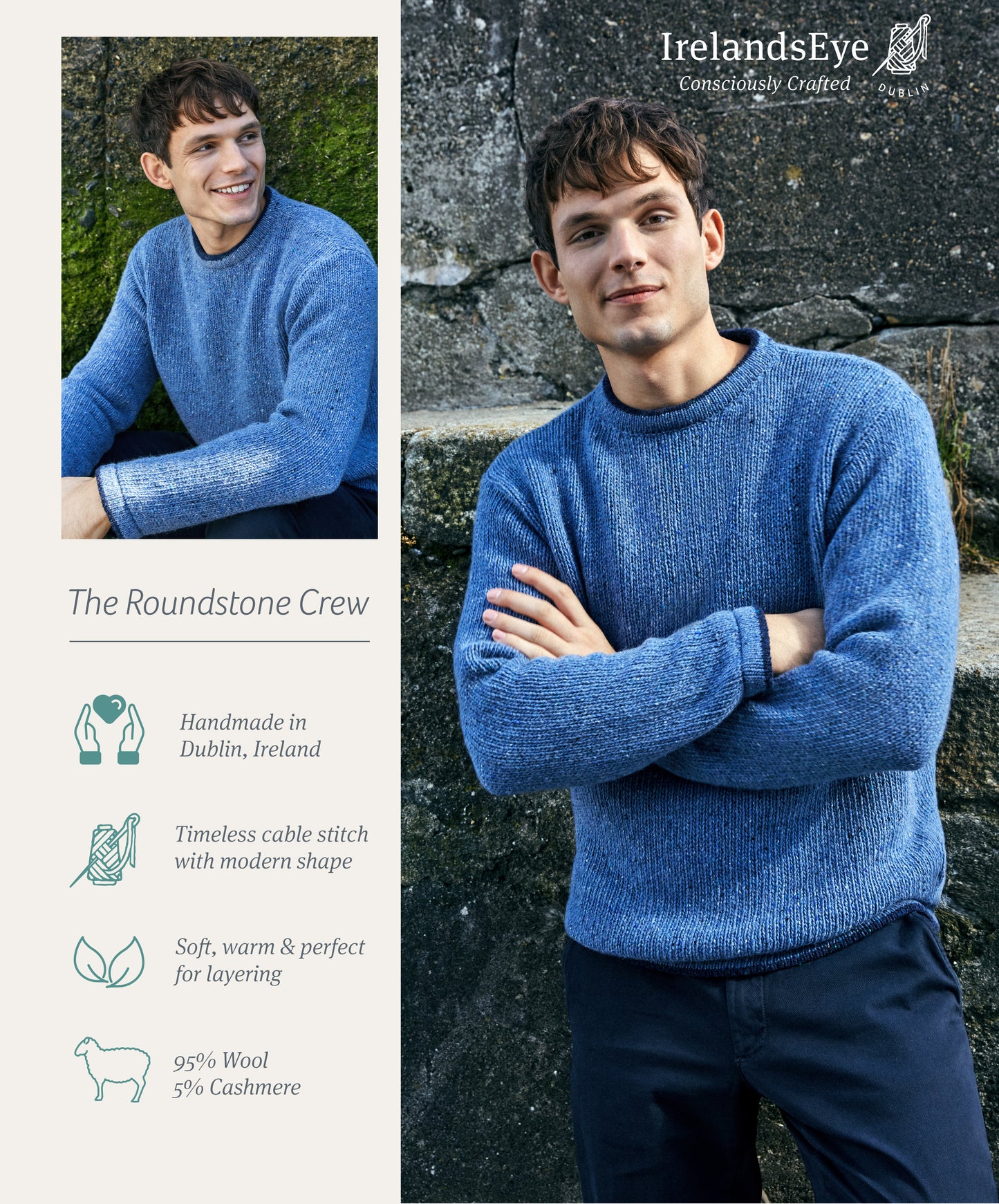 Pull Roundstone Bleu Océan