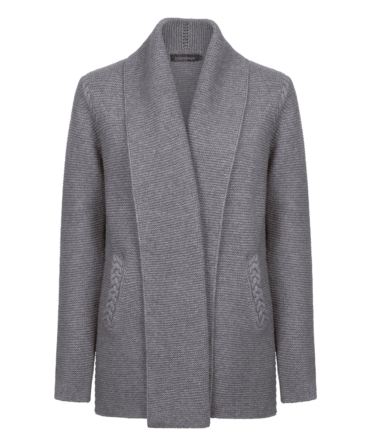 IrelandsEye Knitwear Womens Sutton Cable Cardigan Grey Frost