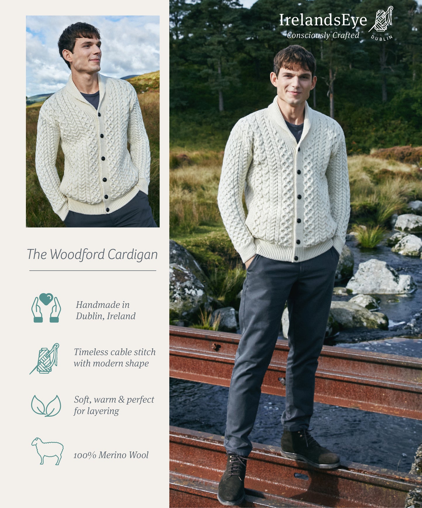 Woodford Aran Cardigan Natural