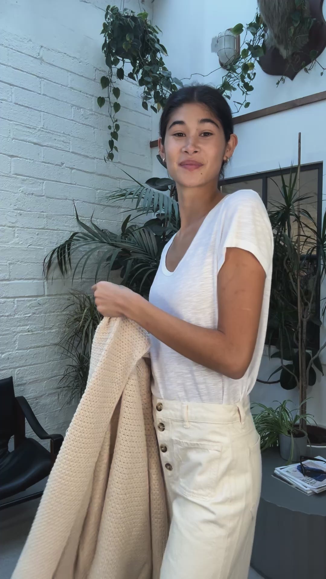 IrelandsEye Knitwear Kilcoole Textured Coatigan Oatmeal Marl