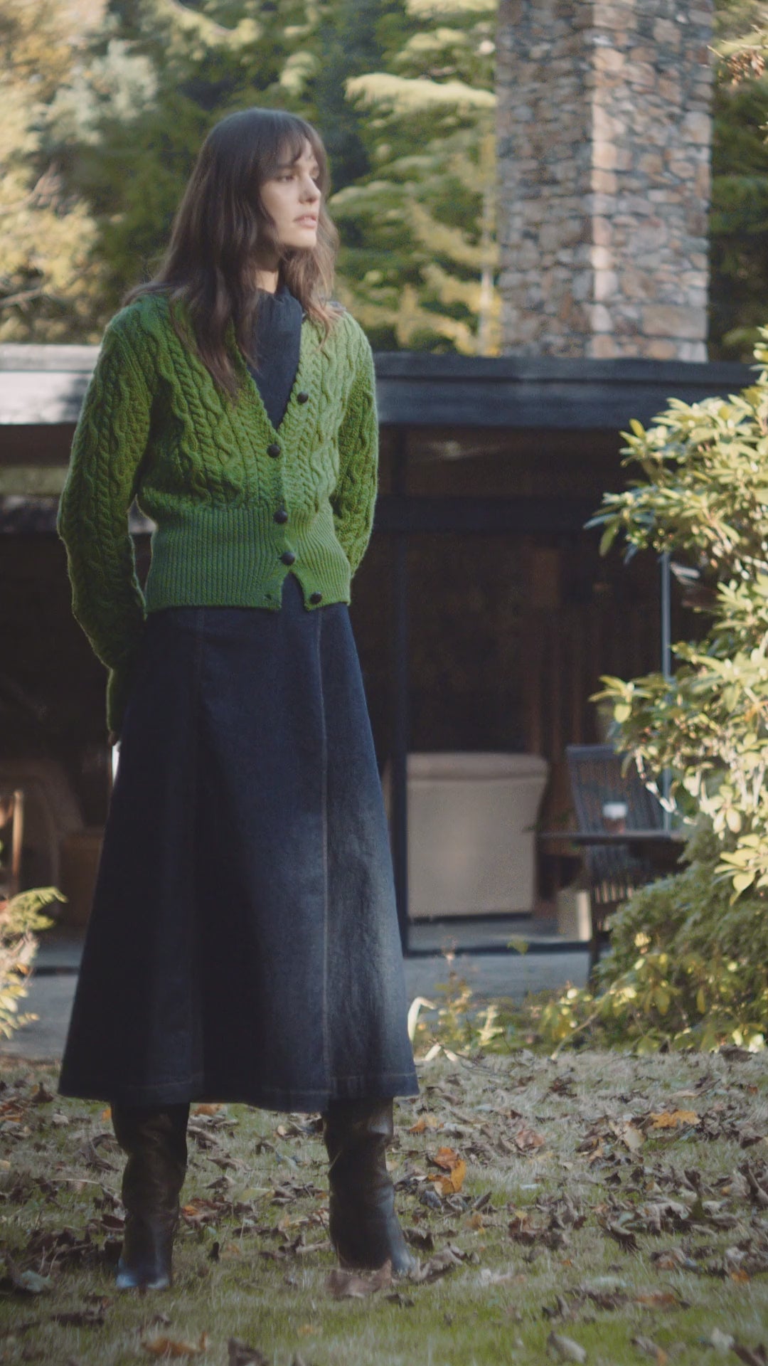 IrelandsEye Knitwear The 'Elva' Cropped Cardigan Moss