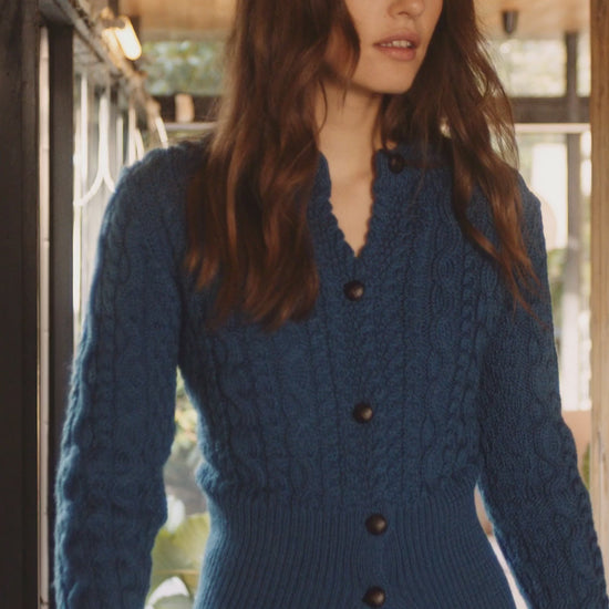 IrelandsEye Knitwear The 'Elva' Cropped Cardigan Sapphire Marl