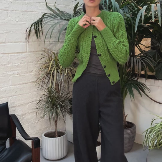 IrelandsEye Knitwear The 'Elva' Cropped Cardigan Moss