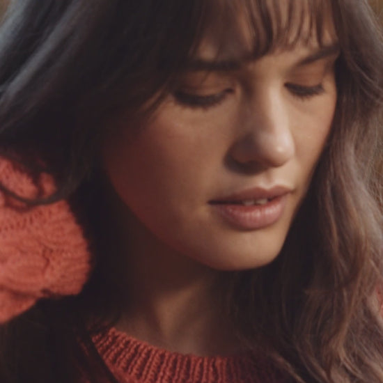 IrelandsEye Knitwear The 'Dana' Cable Crew Neck Salmon