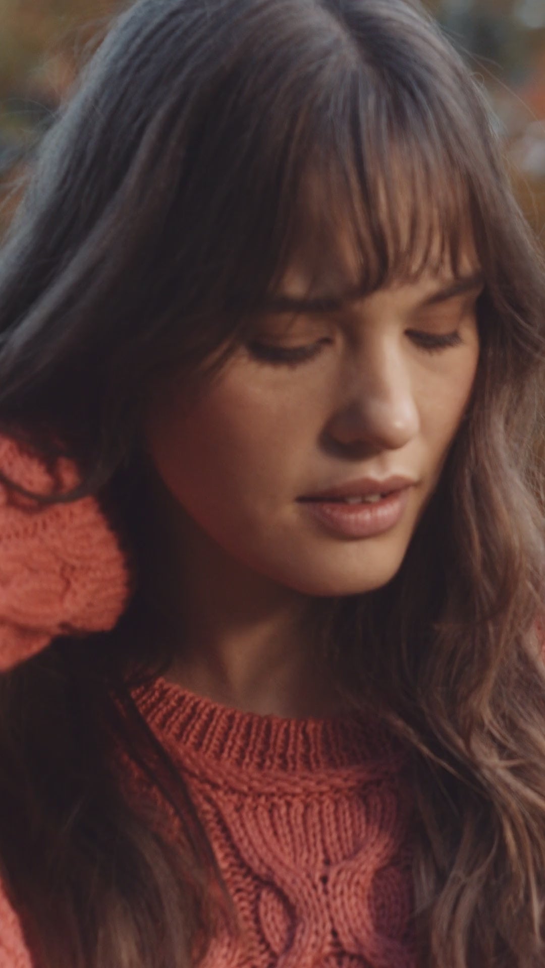 IrelandsEye Knitwear The 'Dana' Cable Crew Neck Salmon