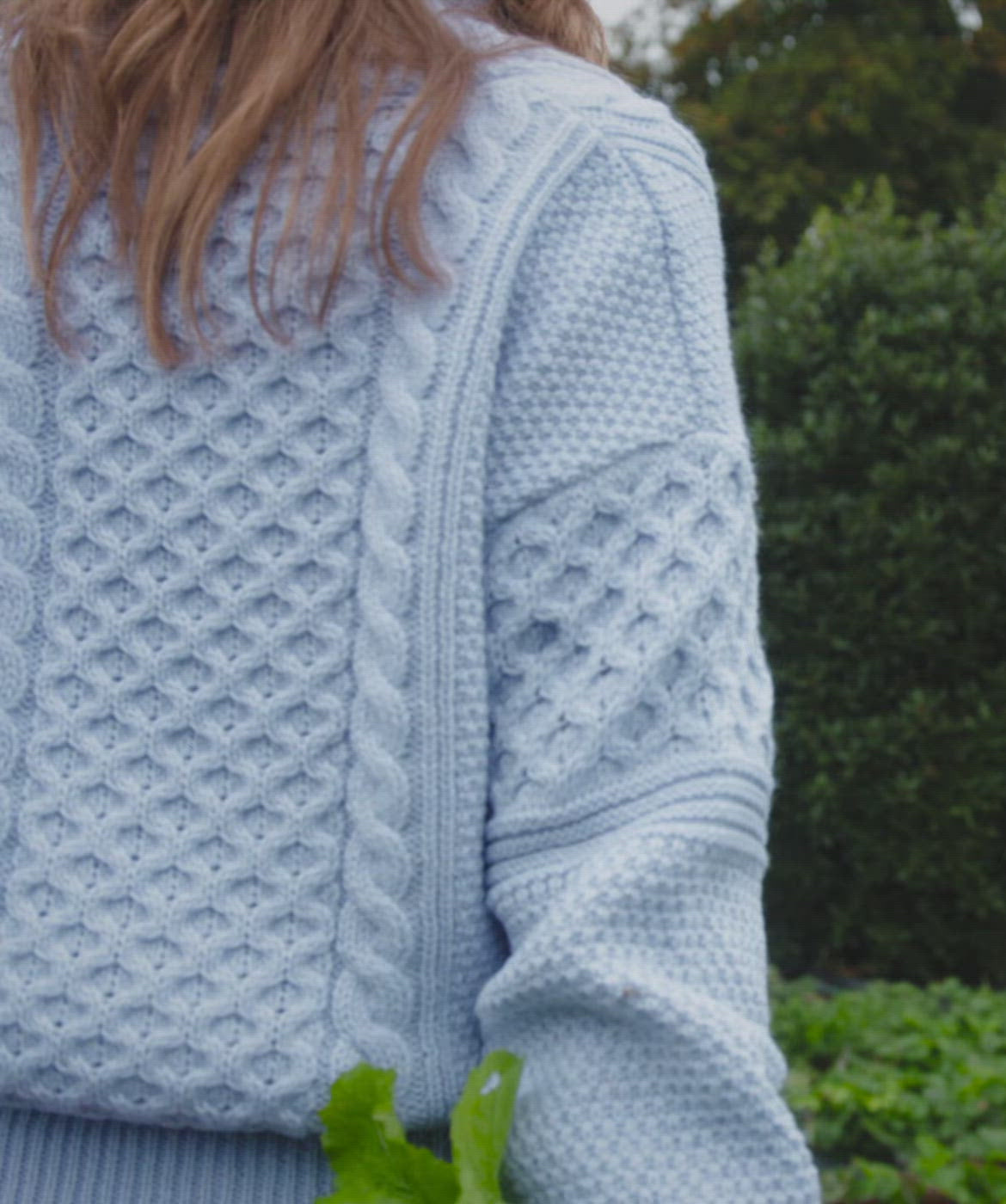 Blasket Honeycomb Stitch Womens Aran Sweater Natural