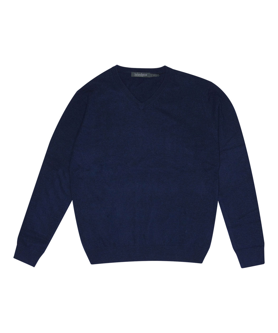 IrelandsEye Knitwear Easy Care V Neck Wool Sweater Navy