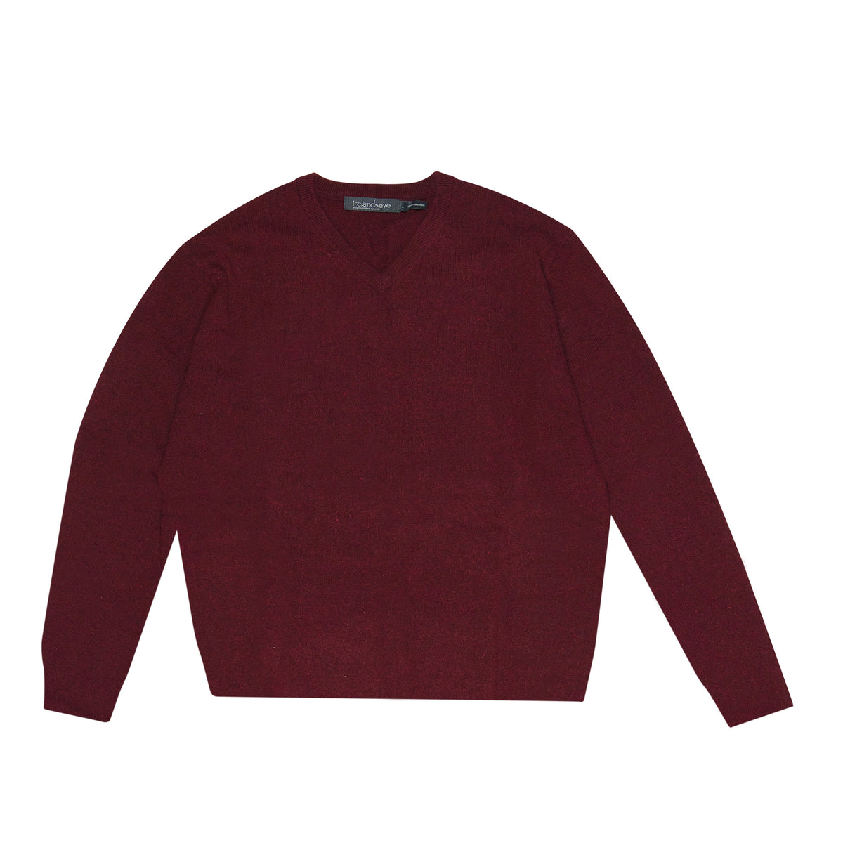 IrelandsEye Knitwear Easy Care V Neck Wool Sweater Deep Claret
