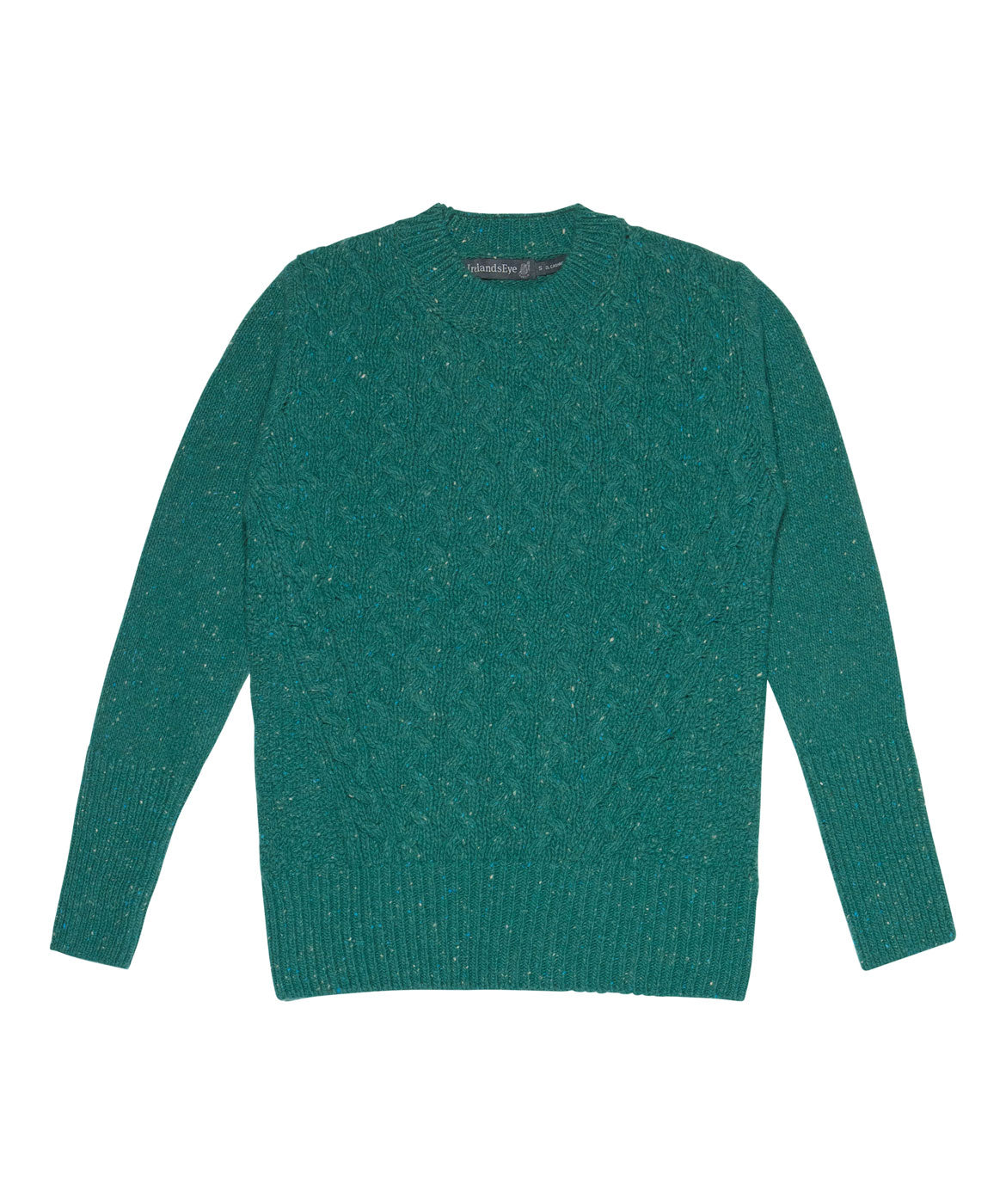 IrelandsEye Knitwear Kilcrea Cable Round Neck Sweater Green Garden