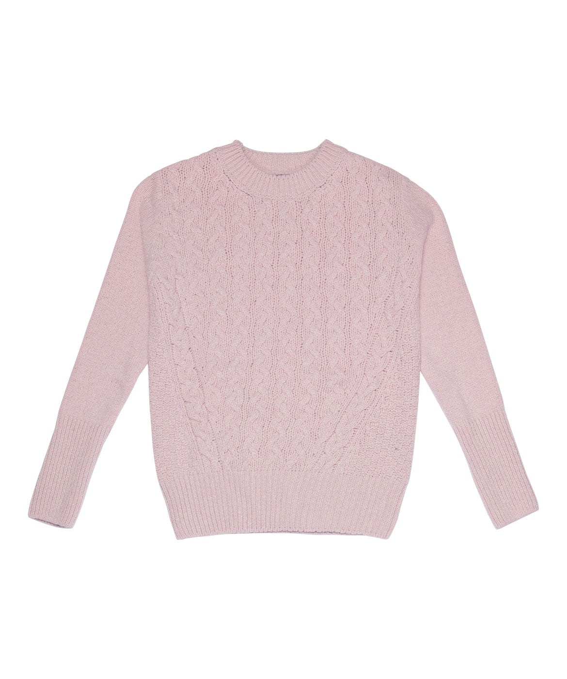 IrelandsEye Knitwear Kilcrea Cable Round Neck Sweater Pink Mist