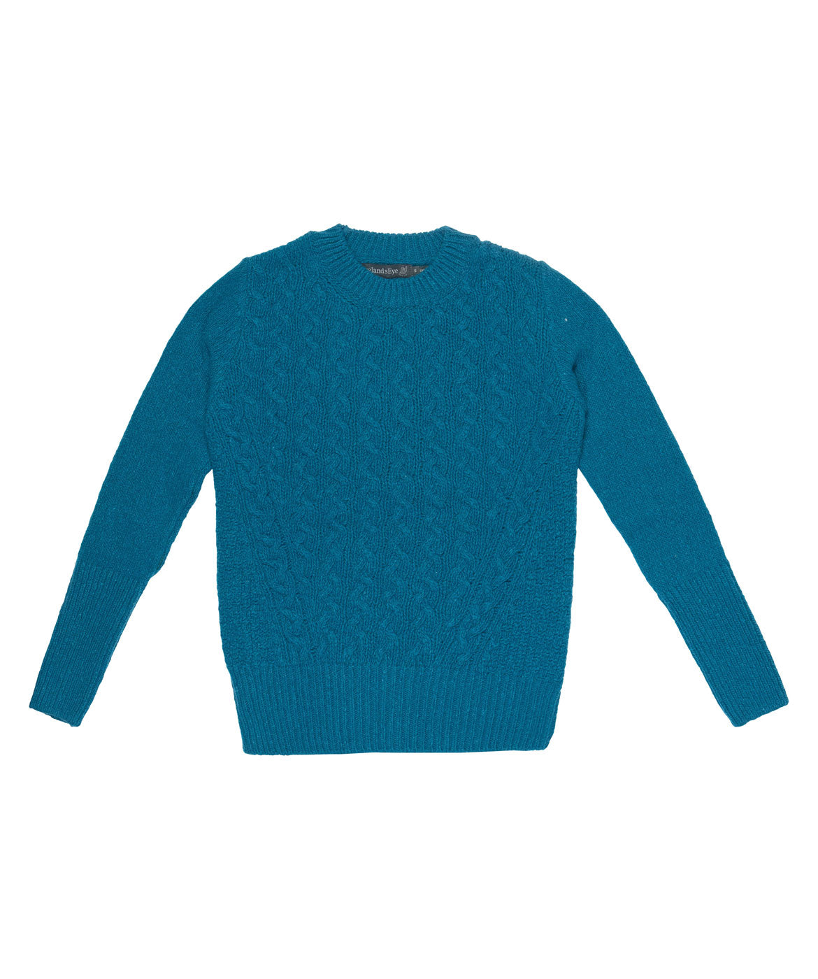 IrelandsEye Knitwear Kilcrea Cable Round Neck Sweater Teal Harbour